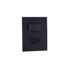 Nova Interruptor + Tomacorriente negro mate 10/15A/127V